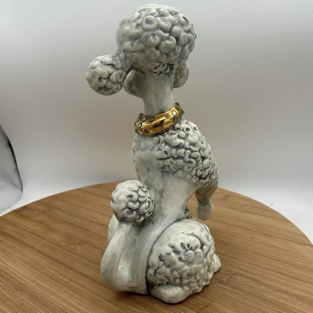 Vtg White Ceramic Sitting Poodle 11